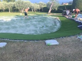 Golf putting green von kunstrasen einsanden